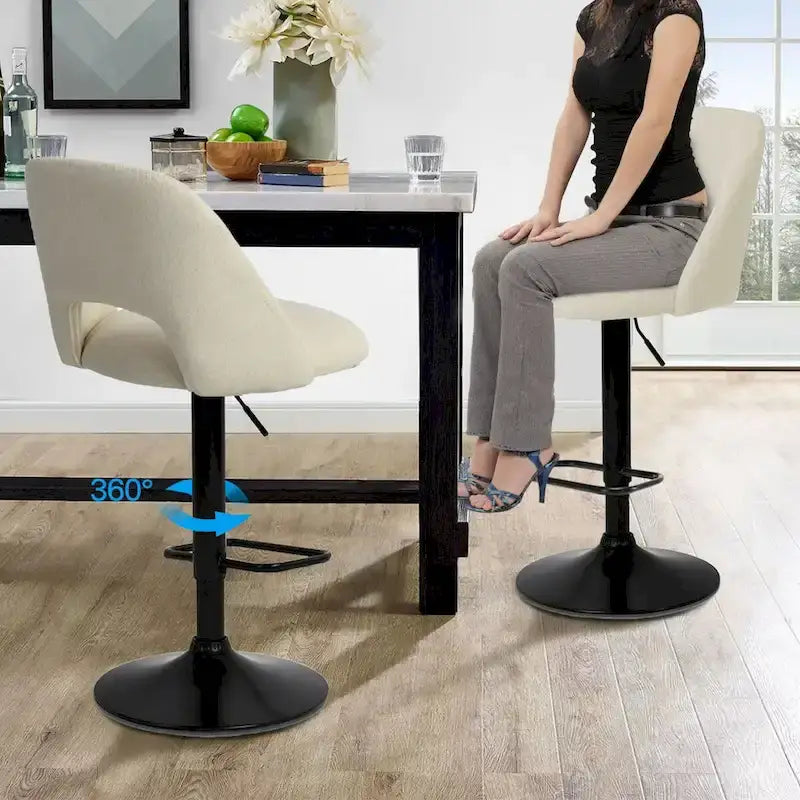 17.7 Bigger Base Vinyl Adjustable Height Swivel Bar Stool, Set of 2 - 32x17x17