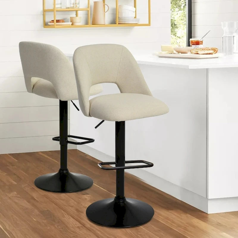 17.7 Bigger Base Vinyl Adjustable Height Swivel Bar Stool, Set of 2 - 32x17x17