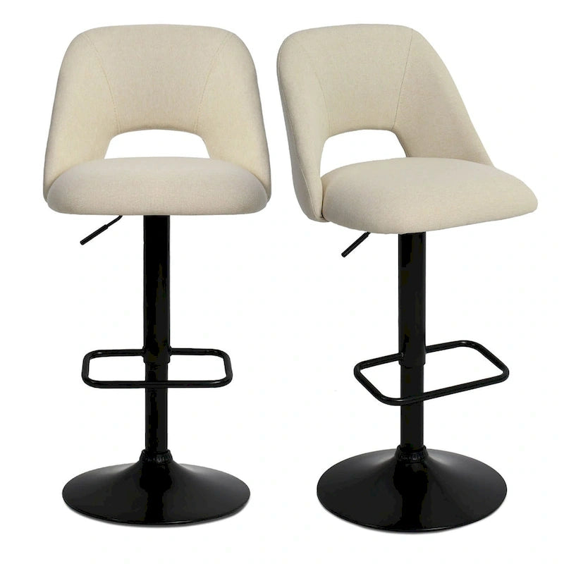 17.7 Bigger Base Vinyl Adjustable Height Swivel Bar Stool, Set of 2 - 32x17x17