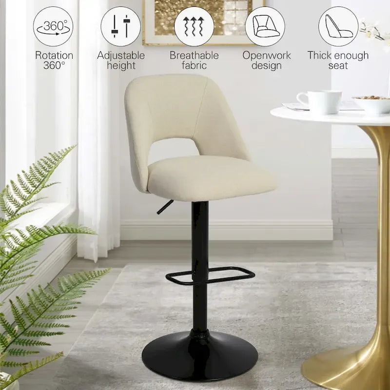 17.7 Bigger Base Vinyl Adjustable Height Swivel Bar Stool, Set of 2 - 32x17x17