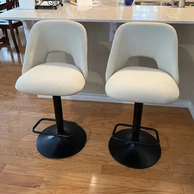 17.7 Bigger Base Vinyl Adjustable Height Swivel Bar Stool, Set of 2 - 32x17x17