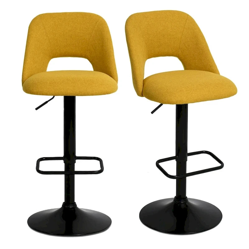 17.7 Bigger Base Vinyl Adjustable Height Swivel Bar Stool, Set of 2 - 32x17x17