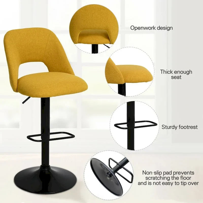 17.7 Bigger Base Vinyl Adjustable Height Swivel Bar Stool, Set of 2 - 32x17x17