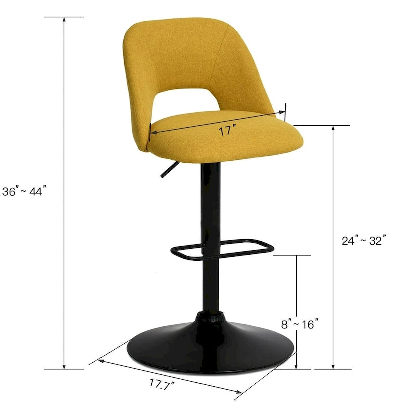 17.7 Bigger Base Vinyl Adjustable Height Swivel Bar Stool, Set of 2 - 32x17x17