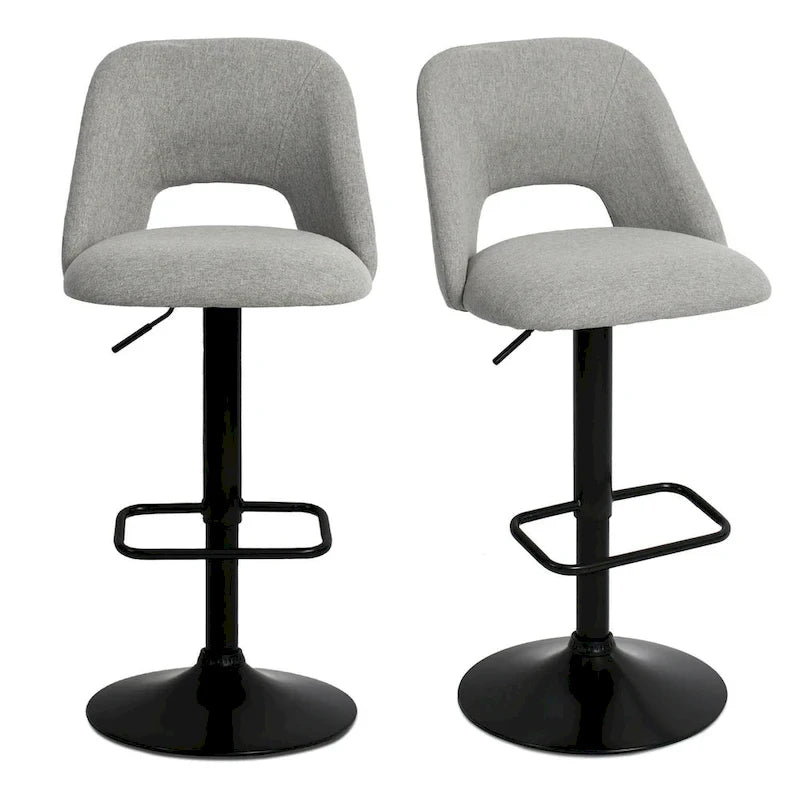 17.7 Bigger Base Vinyl Adjustable Height Swivel Bar Stool, Set of 2 - 32x17x17