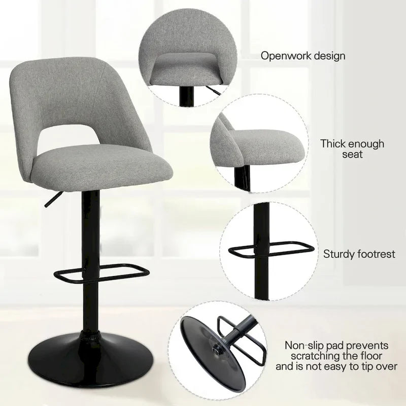 17.7 Bigger Base Vinyl Adjustable Height Swivel Bar Stool, Set of 2 - 32x17x17