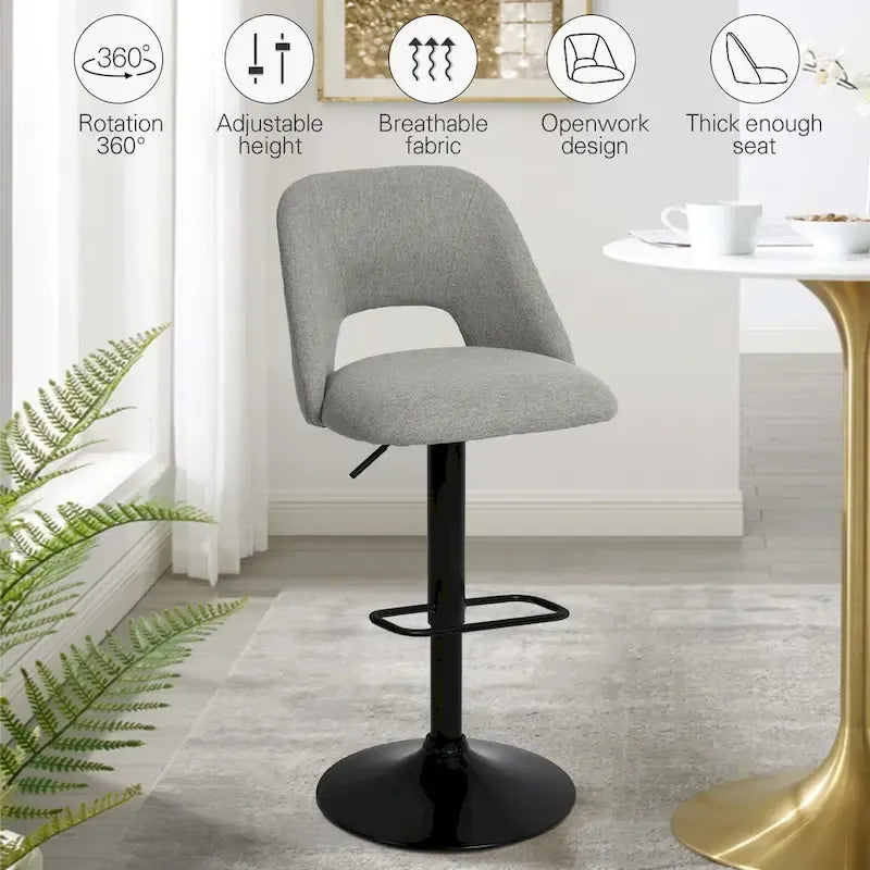 17.7 Bigger Base Vinyl Adjustable Height Swivel Bar Stool, Set of 2 - 32x17x17