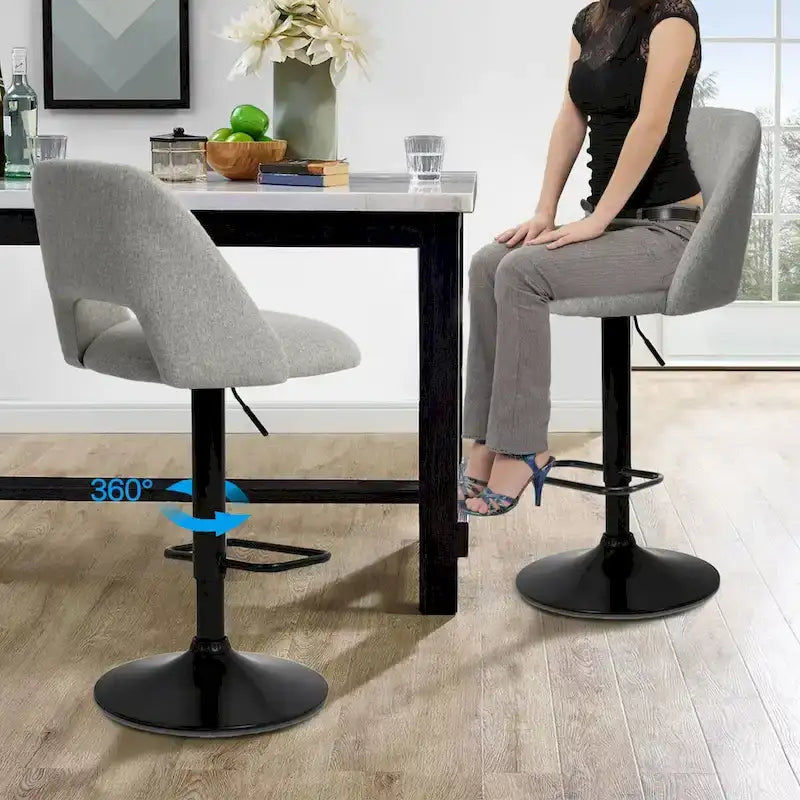 17.7 Bigger Base Vinyl Adjustable Height Swivel Bar Stool, Set of 2 - 32x17x17