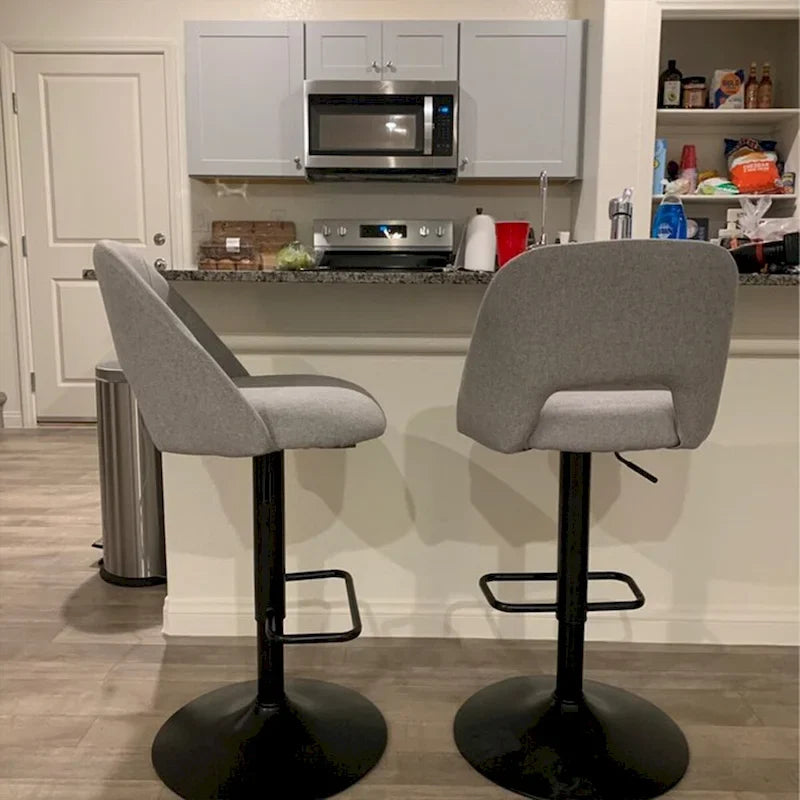 17.7 Bigger Base Vinyl Adjustable Height Swivel Bar Stool, Set of 2 - 32x17x17