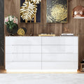 63 High Gloss Dresser With Light Chest w/8 Drawers&Spacious Tabletop