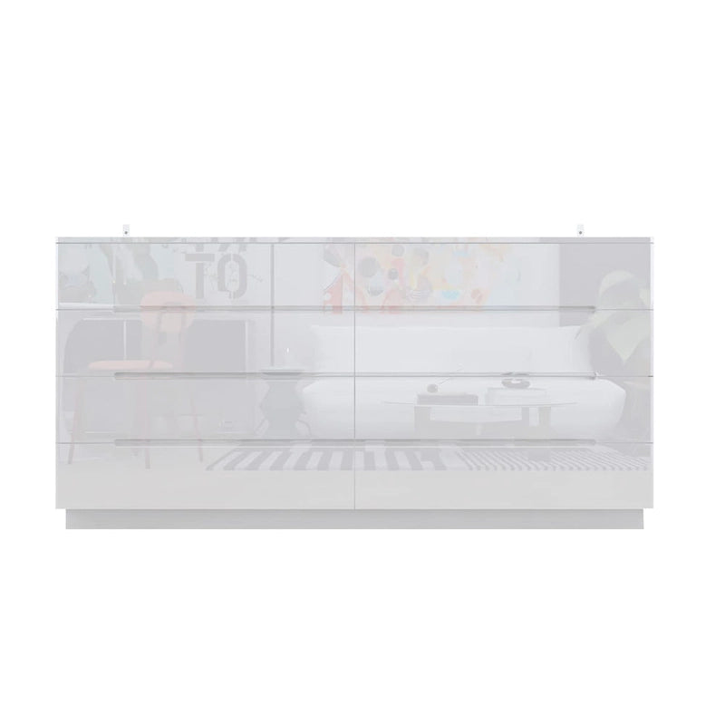 63 High Gloss Dresser With Light Chest w/8 Drawers&Spacious Tabletop