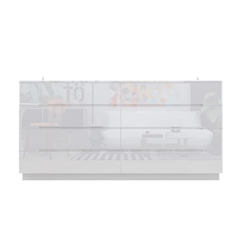 63 High Gloss Dresser With Light Chest w/8 Drawers&Spacious Tabletop