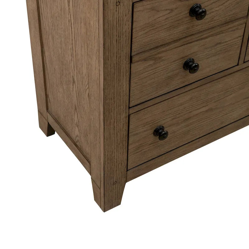 Grandpa's Cabin Rustic 7 Drawer Dresser for Bedroom - Sandstone or Aged Oak