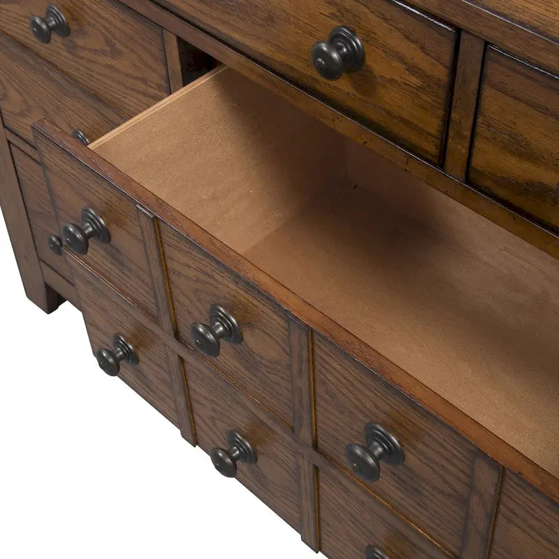Grandpa's Cabin Rustic 7 Drawer Dresser for Bedroom - Sandstone or Aged Oak