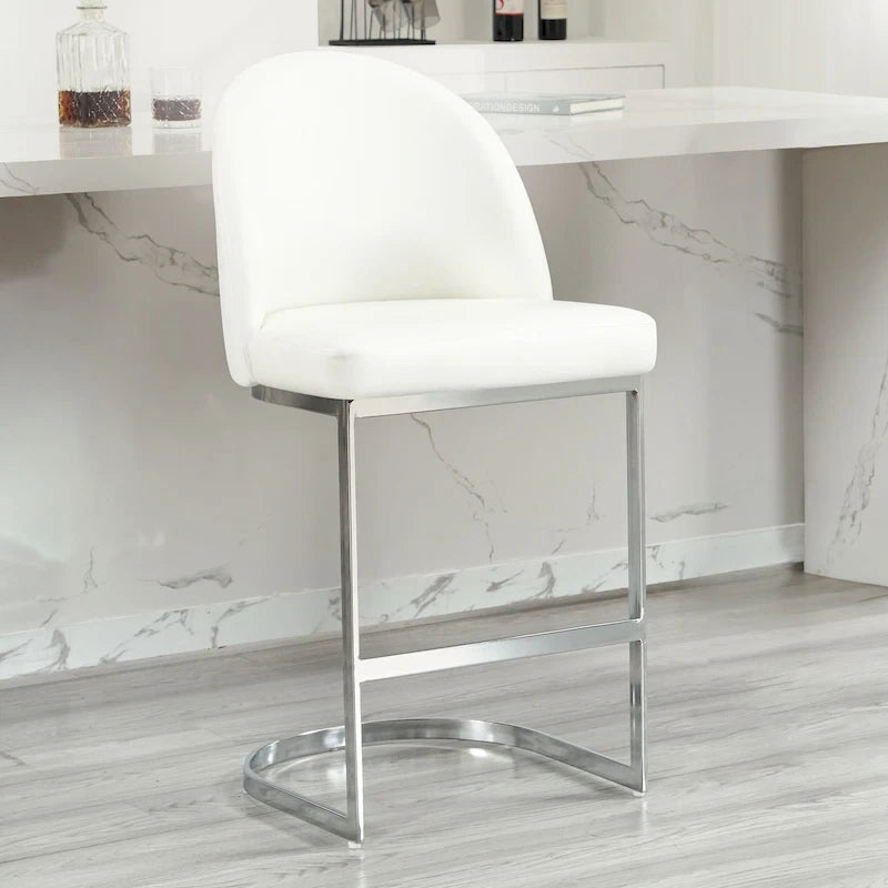 26 Faux Leather Upholstered Counter Height Bar Stools with Metal Legs - 38.8H x 17.9W x 20.9D
