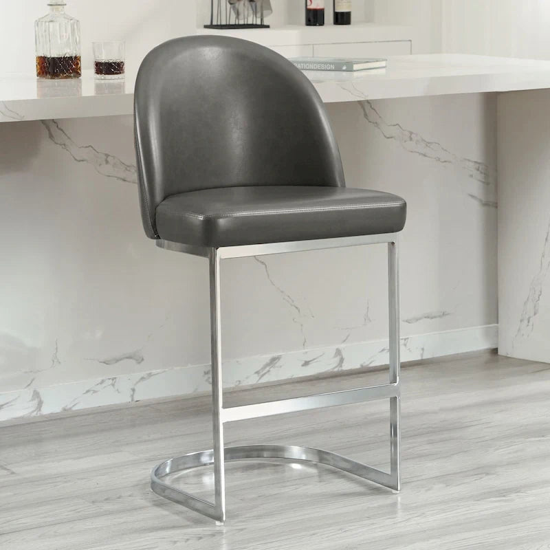 26 Faux Leather Upholstered Counter Height Bar Stools with Metal Legs - 38.8H x 17.9W x 20.9D