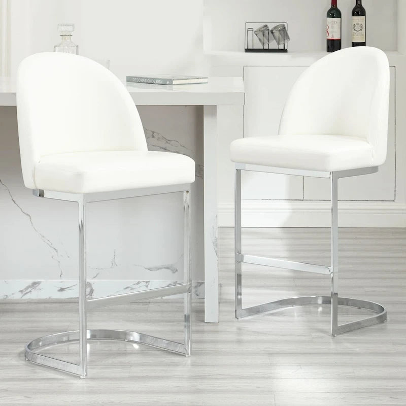 26 Faux Leather Upholstered Counter Height Bar Stools with Metal Legs - 38.8H x 17.9W x 20.9D