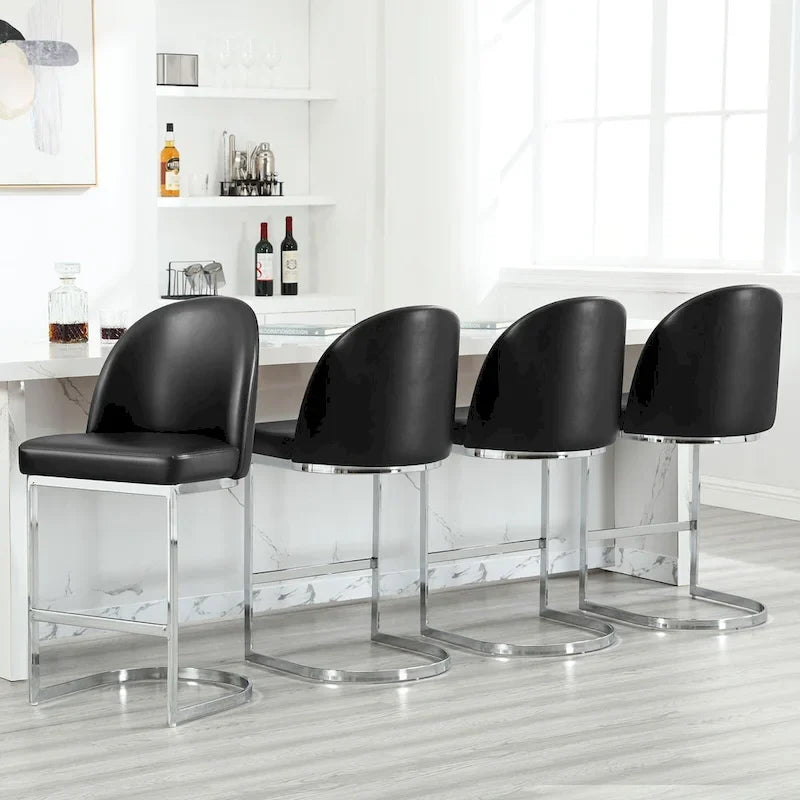 26 Faux Leather Upholstered Counter Height Bar Stools with Metal Legs - 38.8H x 17.9W x 20.9D