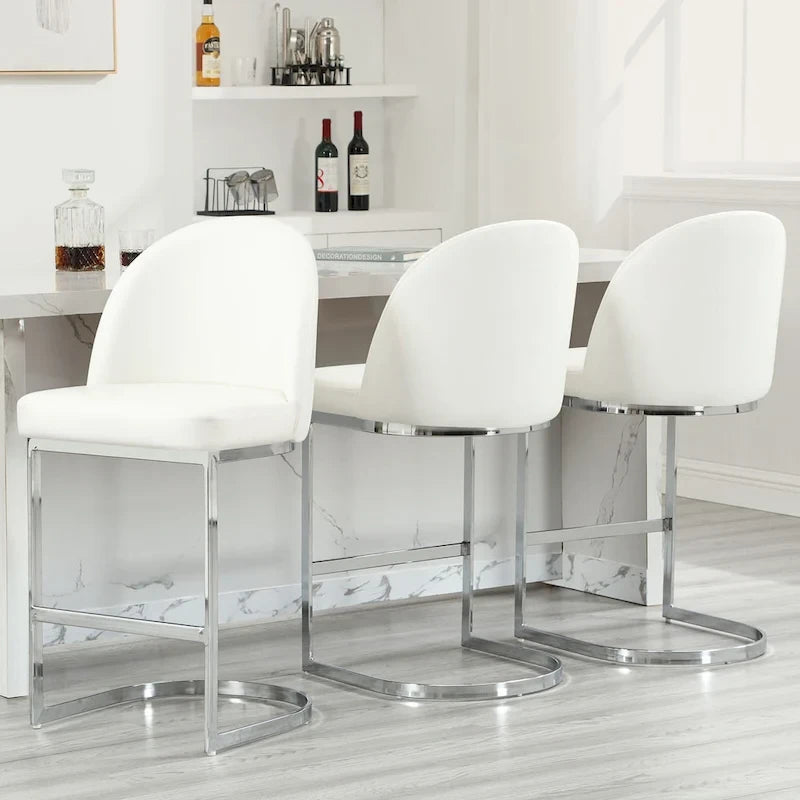 26 Faux Leather Upholstered Counter Height Bar Stools with Metal Legs - 38.8H x 17.9W x 20.9D