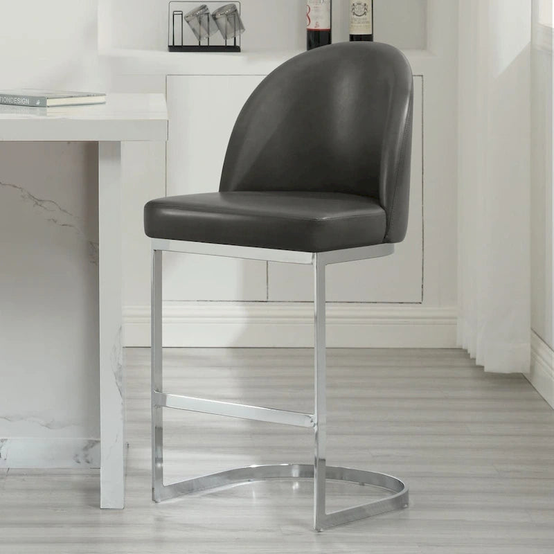 26 Faux Leather Upholstered Counter Height Bar Stools with Metal Legs - 38.8H x 17.9W x 20.9D