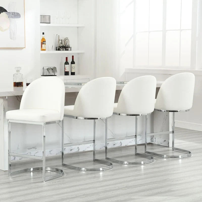 26 Faux Leather Upholstered Counter Height Bar Stools with Metal Legs - 38.8H x 17.9W x 20.9D