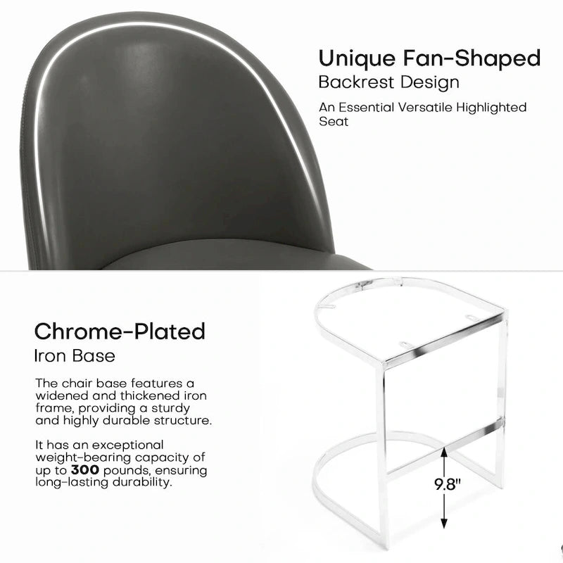 26 Faux Leather Upholstered Counter Height Bar Stools with Metal Legs - 38.8H x 17.9W x 20.9D