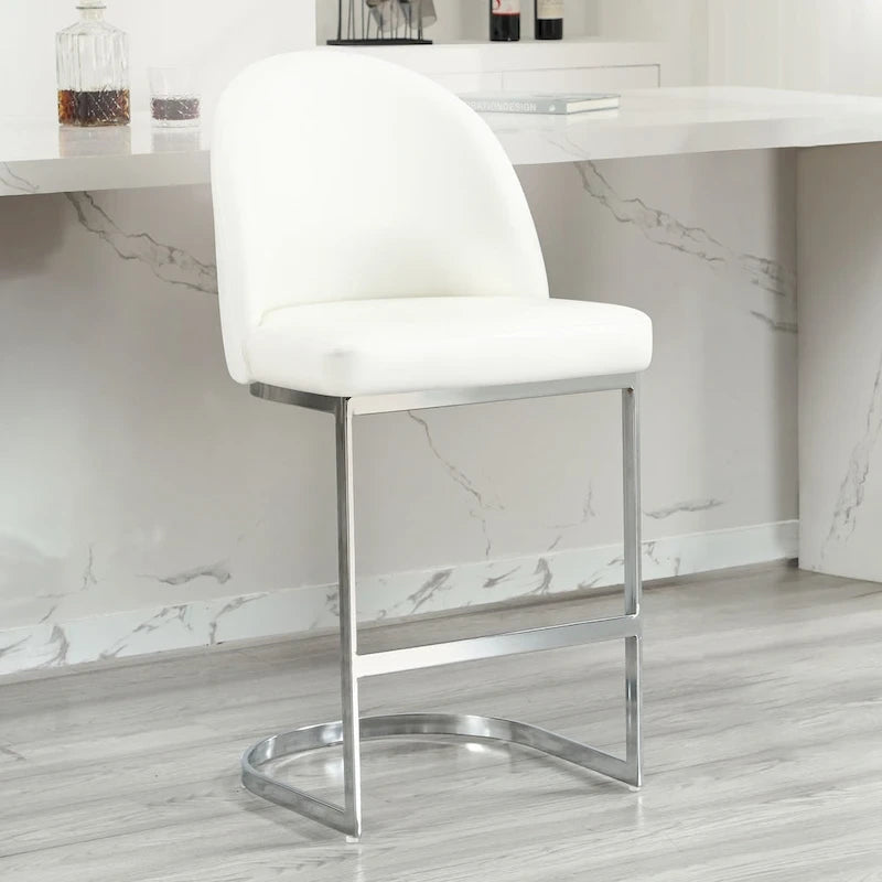 26 Faux Leather Upholstered Counter Height Bar Stools with Metal Legs - 38.8H x 17.9W x 20.9D