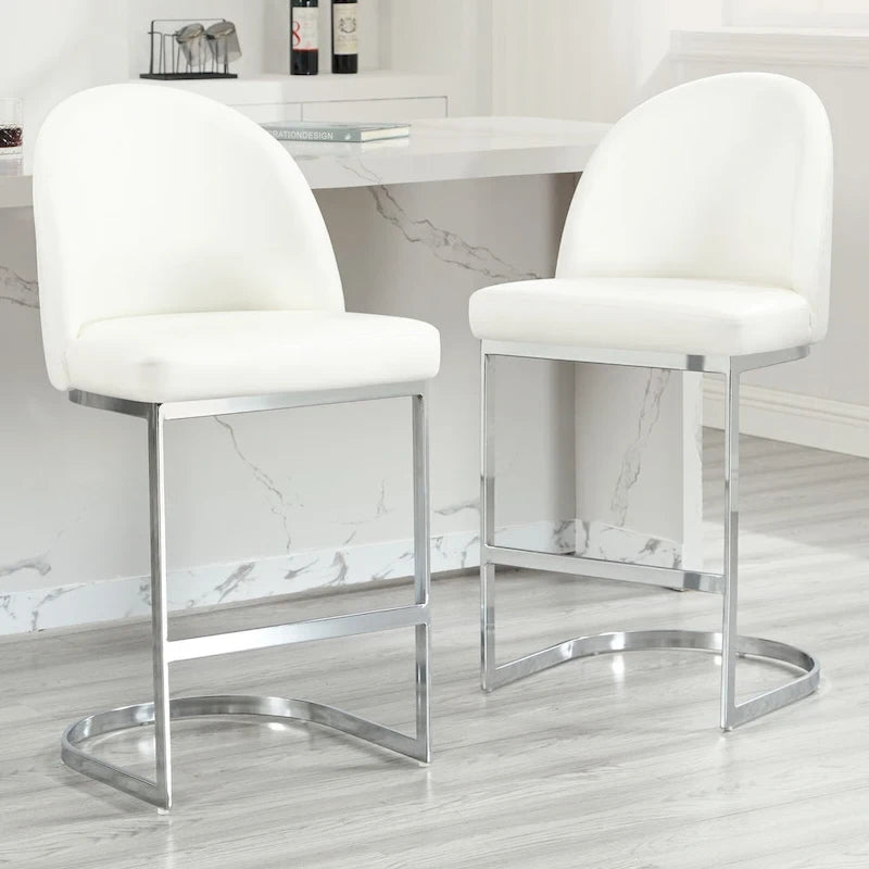 26 Faux Leather Upholstered Counter Height Bar Stools with Metal Legs - 38.8H x 17.9W x 20.9D