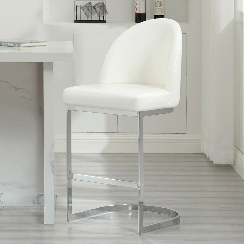 26 Faux Leather Upholstered Counter Height Bar Stools with Metal Legs - 38.8H x 17.9W x 20.9D