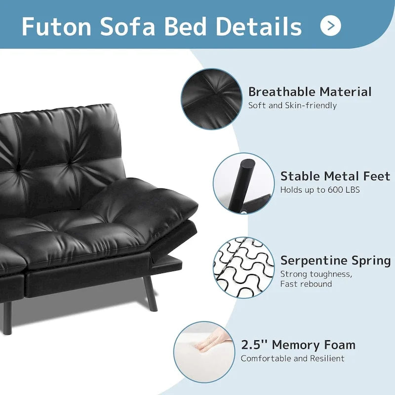 Sofa Bed Memory Foam Couch Sleeper Daybed Foldable Convertible Loveseat