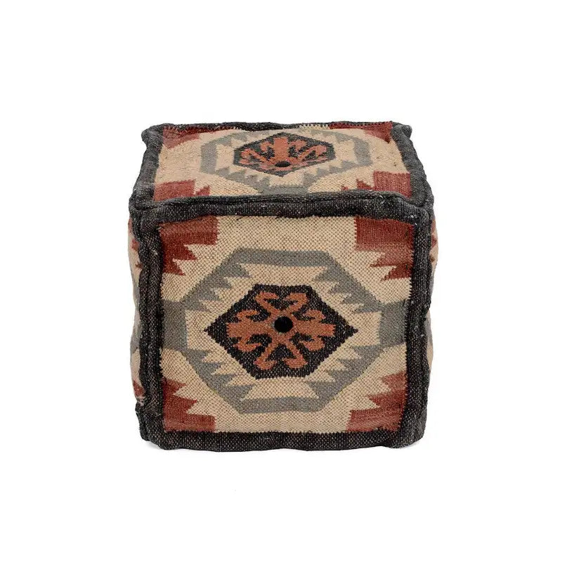 HERAT ORIENTAL Handmade Indo Wool and Jute Pouf - 16 x 16 x 16
