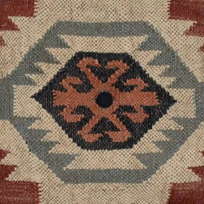 HERAT ORIENTAL Handmade Indo Wool and Jute Pouf - 16 x 16 x 16