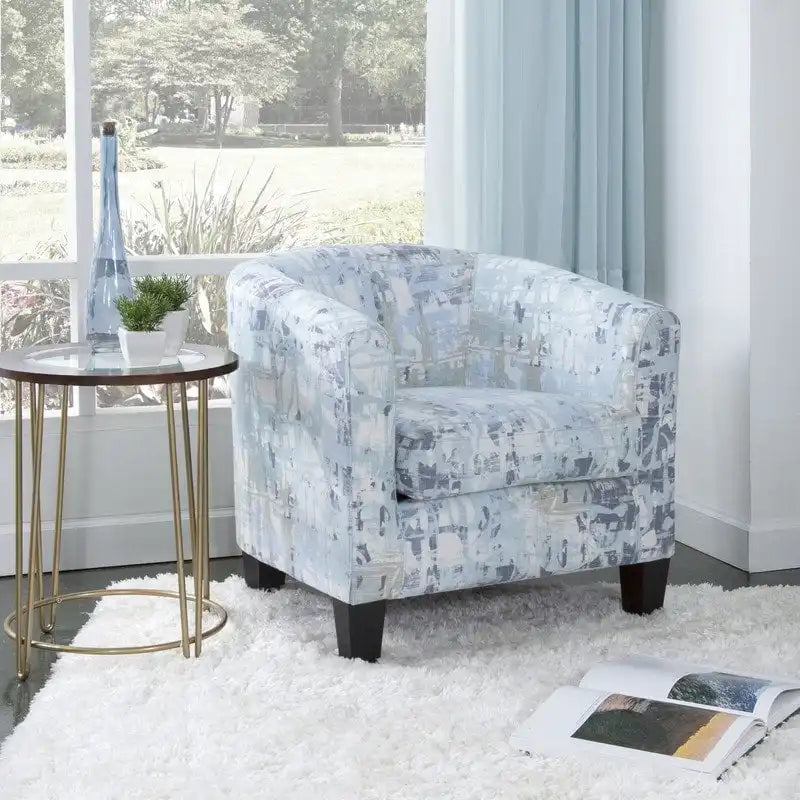 Upholstered Accent Barrel Chair Mysterious Slate Blue