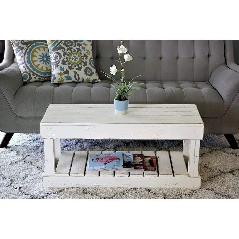 Handmade Slatted Bottom Reclaimed Wood Coffee Table