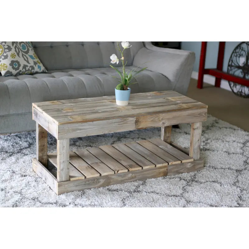 Handmade Slatted Bottom Reclaimed Wood Coffee Table