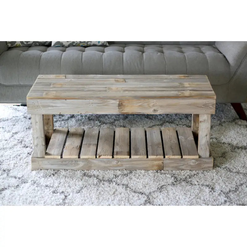 Handmade Slatted Bottom Reclaimed Wood Coffee Table