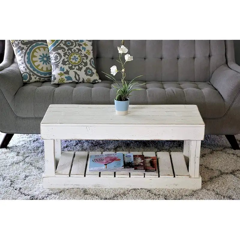 Handmade Slatted Bottom Reclaimed Wood Coffee Table