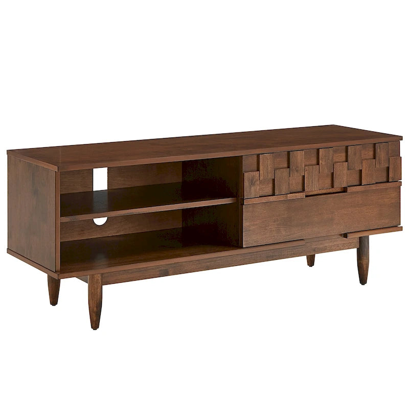 Mid-Century Wood 2-Drawer TV Stand Modern - 59-Inch