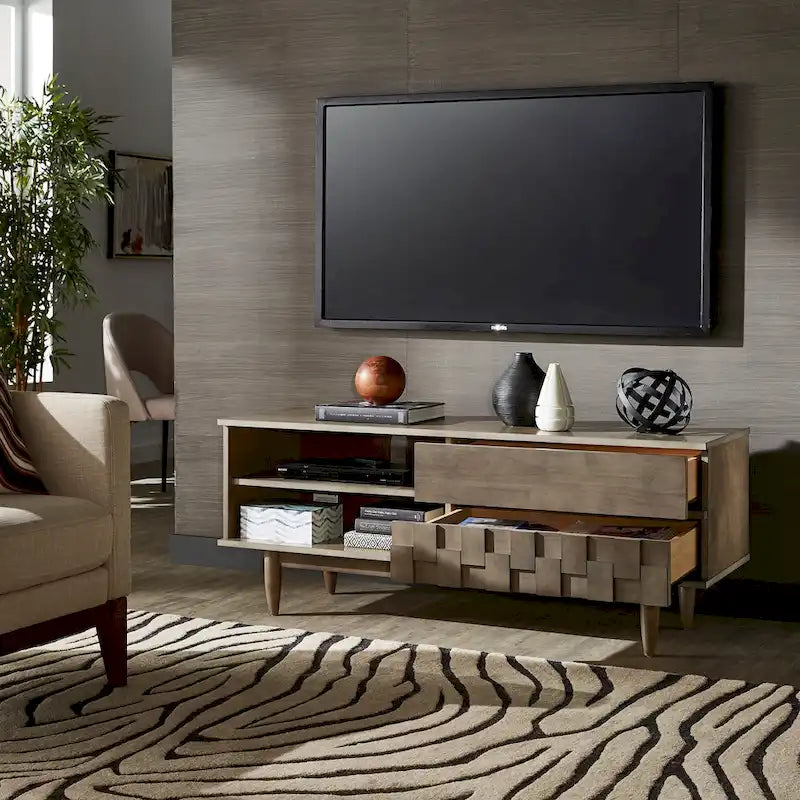 Mid-Century Wood 2-Drawer TV Stand Modern - 59-Inch