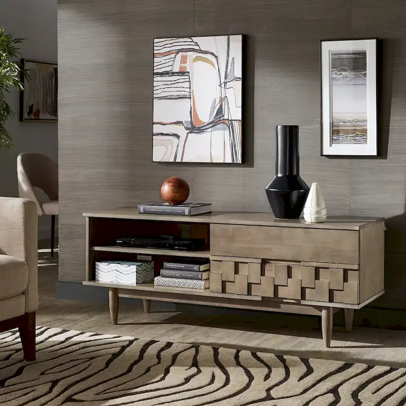 Mid-Century Wood 2-Drawer TV Stand Modern - 59-Inch