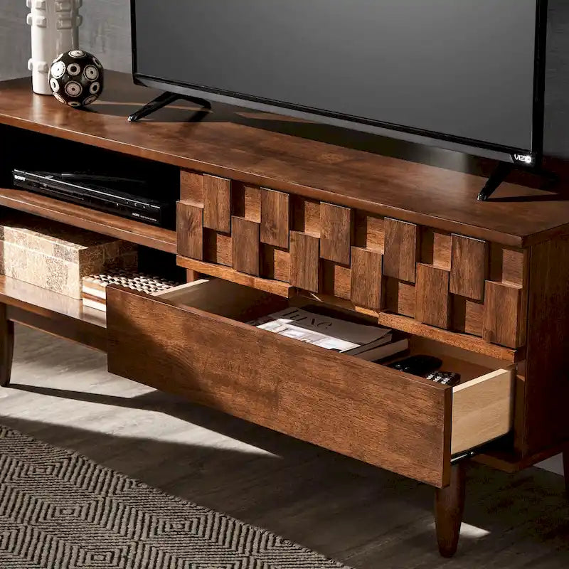 Mid-Century Wood 2-Drawer TV Stand Modern - 59-Inch