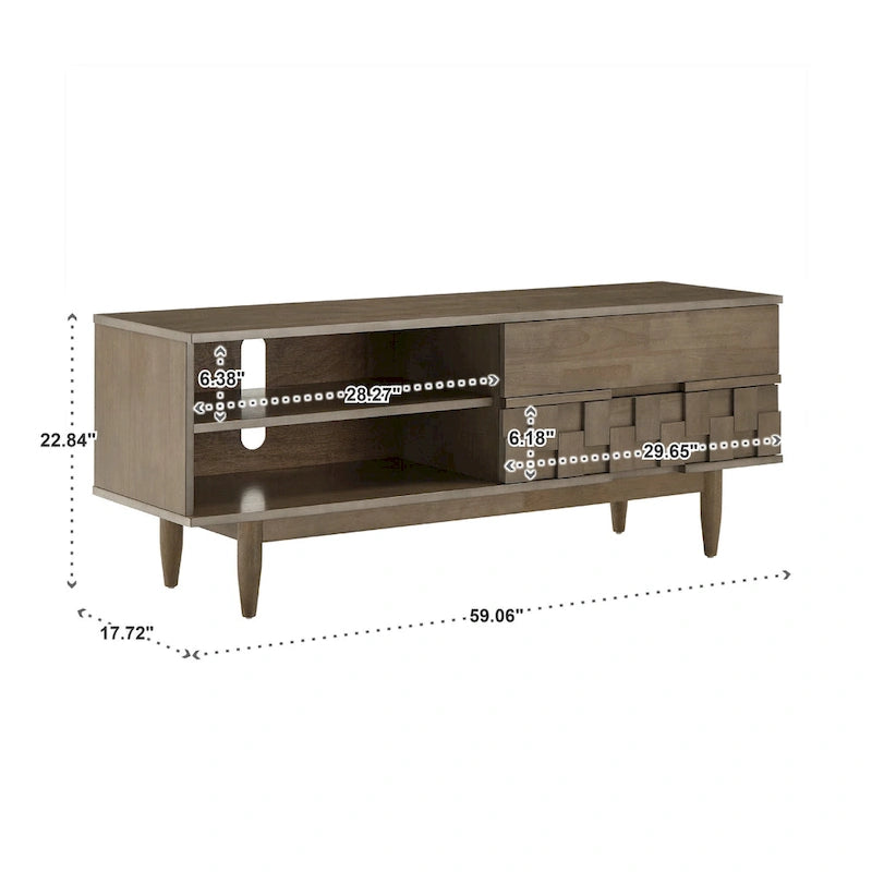 Mid-Century Wood 2-Drawer TV Stand Modern - 59-Inch