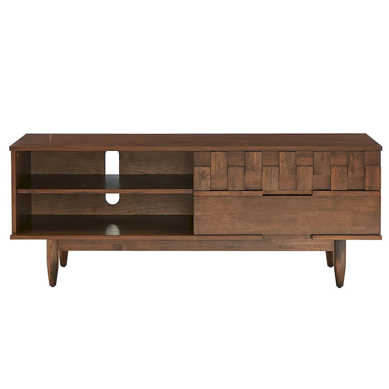 Mid-Century Wood 2-Drawer TV Stand Modern - 59-Inch
