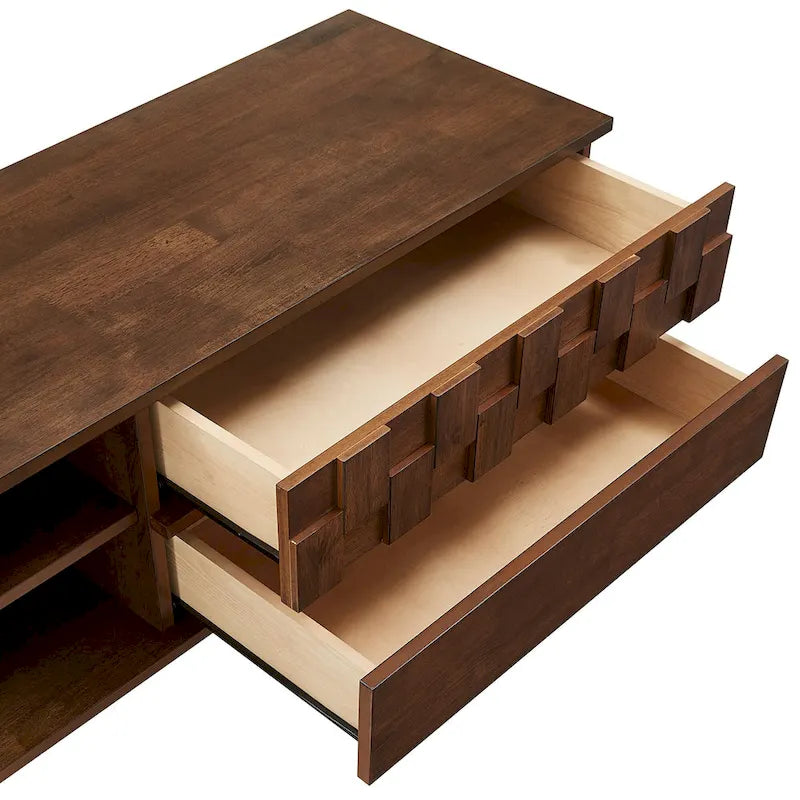 Mid-Century Wood 2-Drawer TV Stand Modern - 59-Inch