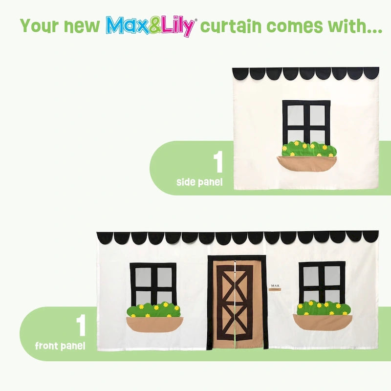 and Classic Twin Low Loft with Stairs, Easy Slide and Curtain