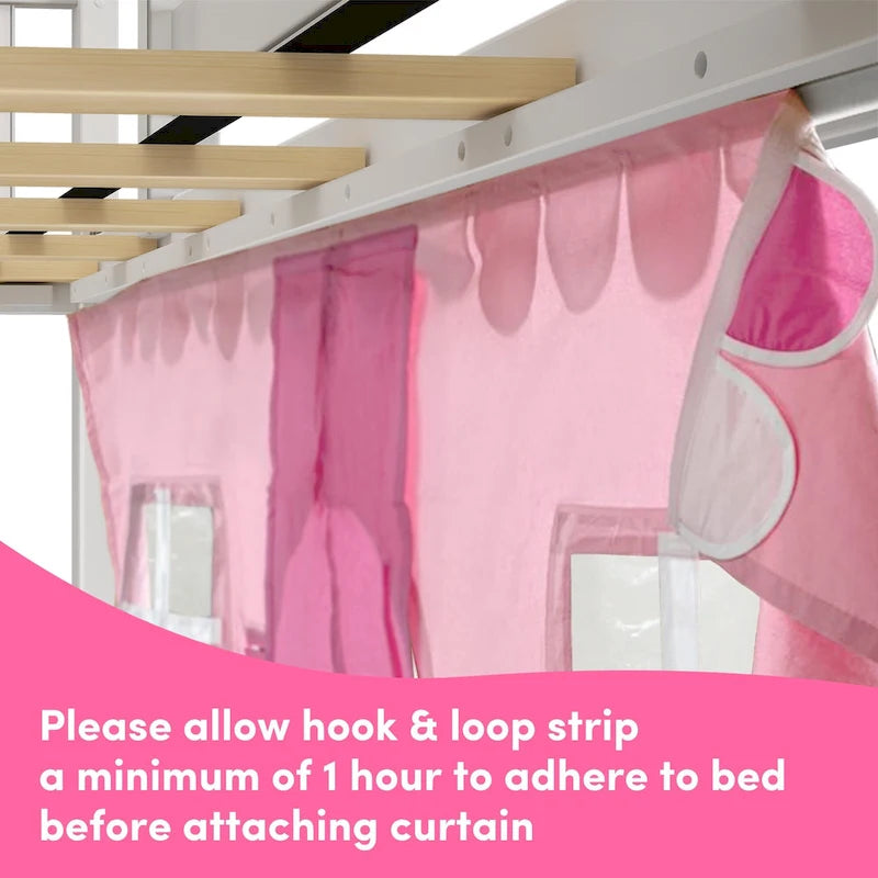 and Classic Twin Low Loft with Stairs, Easy Slide and Curtain