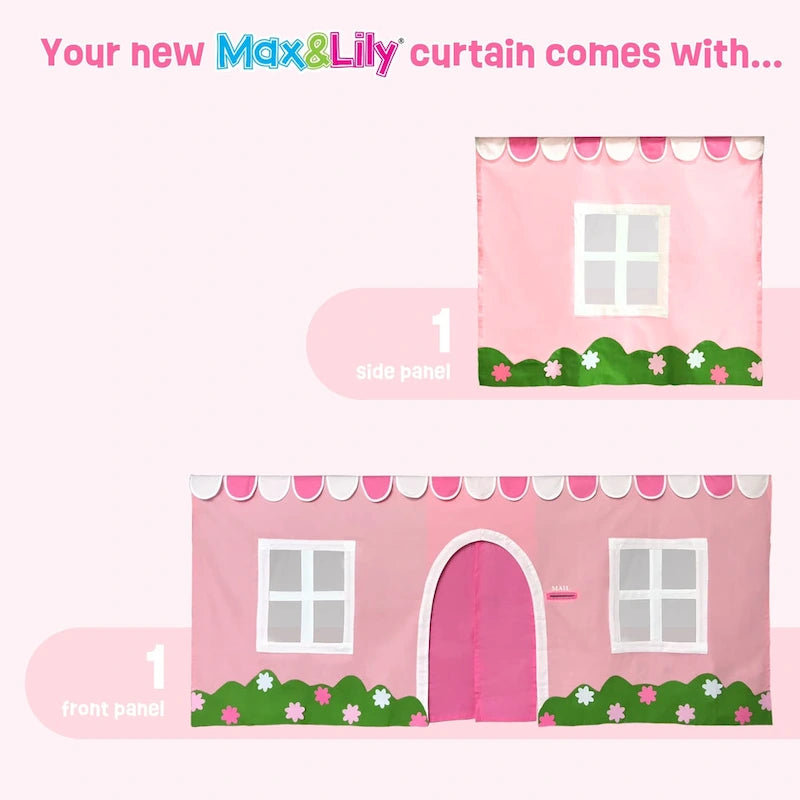 and Classic Twin Low Loft with Stairs, Easy Slide and Curtain