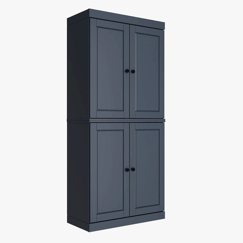 Imports 100% Solid Wood Pantry Cabinet with Frosted, Clear Glass or Solid Doors, 2-Drawers and Adjustable Shelves