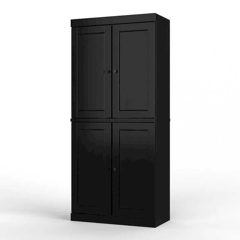 Imports 100% Solid Wood Pantry Cabinet with Frosted, Clear Glass or Solid Doors, 2-Drawers and Adjustable Shelves