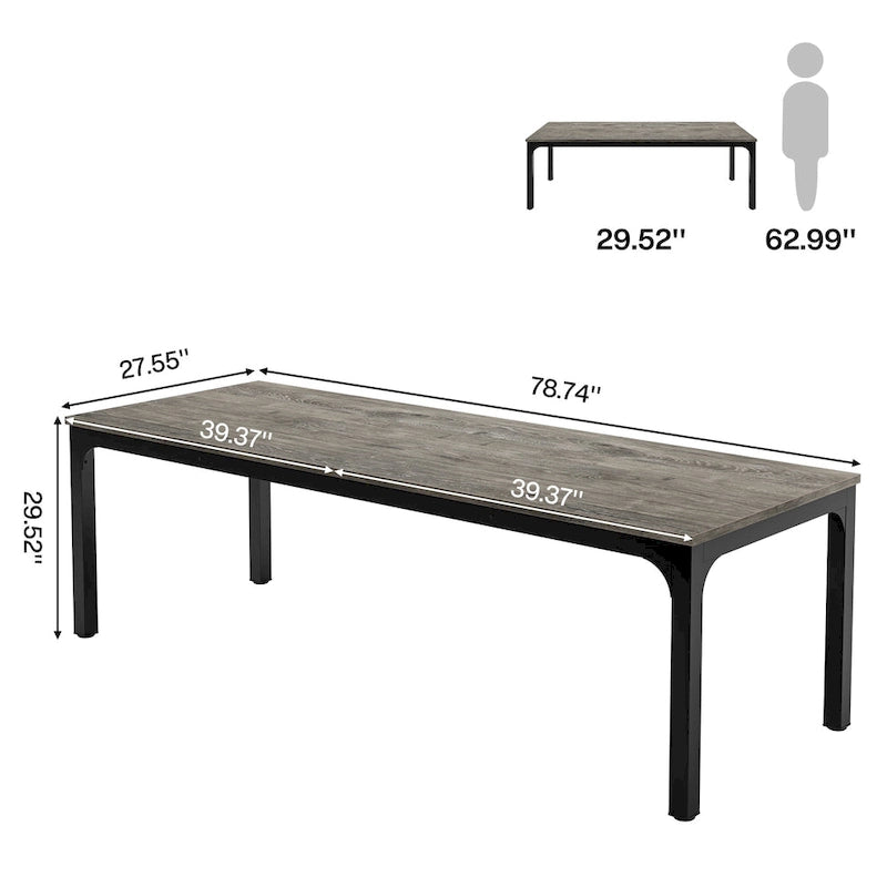 Dining Table for 6-8 Person, 78 inch Long Rectangular Kitchen Dining Table
